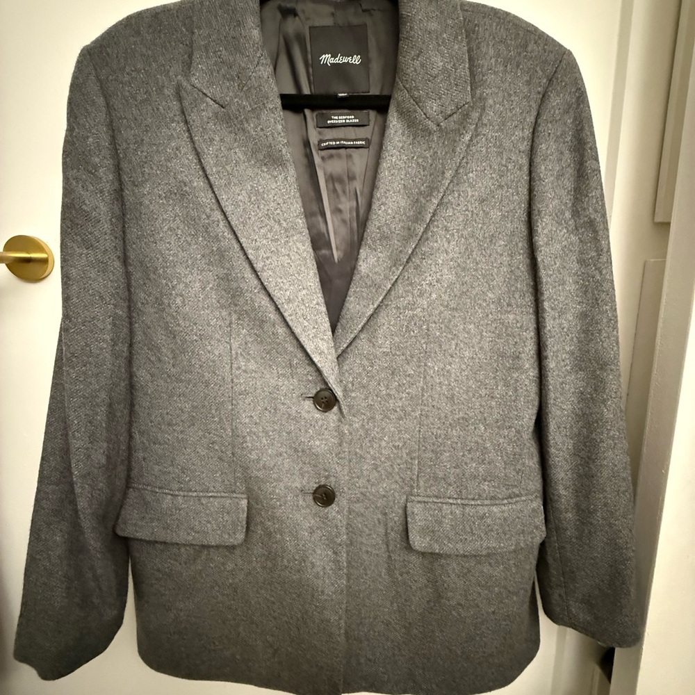 Madewell Charcoal Wool Oversized Blazer